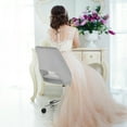 thumbnail image 4 of Gymax Velvet Accent Office Chair Adjustable Swivel Vanity Task Chair Grey, 4 of 10