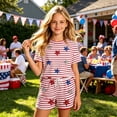 thumbnail image 2 of Heydday Kids 4th of July Outfit 2 Piece Set for Girls Boys American Flag Shirt and Shorts Patriotic USA 250 Anniversary(Red/13-14 Years), 2 of 4