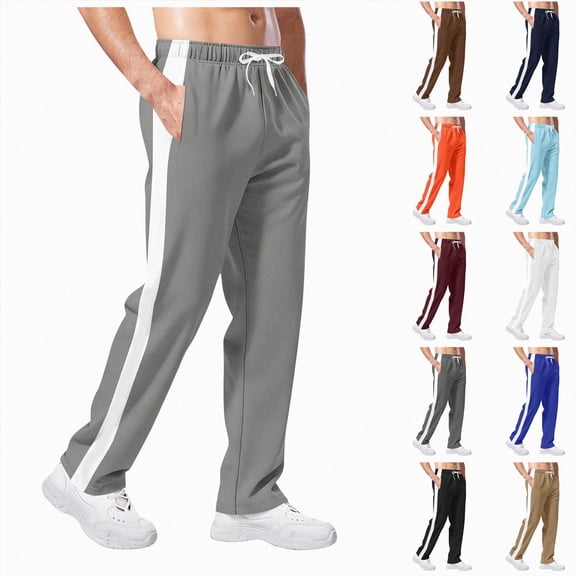Mens Sweatpants with Pockets - Mesh Open Bottom Athletic Joggers for Men Loose Fit Gym Workout Running Casual Pants Khaki XXL