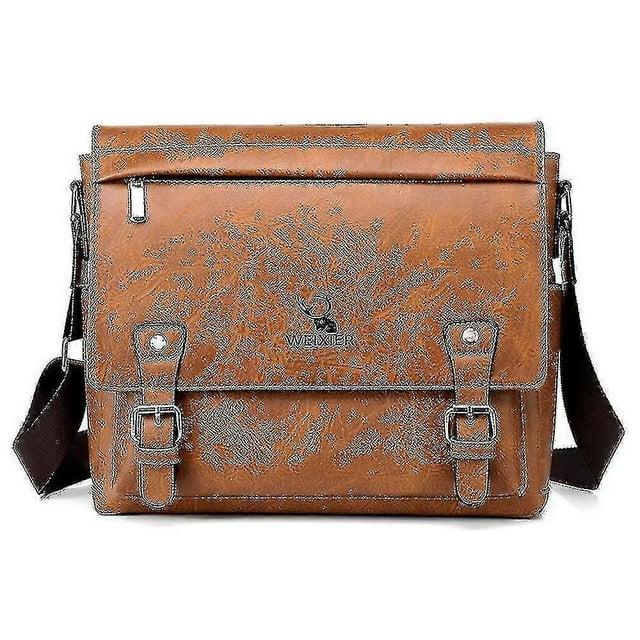 Weixier D246 Men#39;s Travel Messenger Office Crossbody Bag Tablet Briefcase Computer College Satchel Bag - Light Brown
