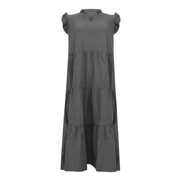 slim fit dress slacks Crinkle Knit Cap Sleeve Column Dress – Camille La Vie main image 1