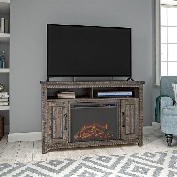Beaumont Electric Fireplace Heater TV Stand Console for TVs up to 48" in Rustic Oak Walmart