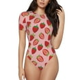 thumbnail image 2 of Fotbe Strawberries Women's Crew Neck Short Sleeves Bodysuit Tops Round Neck Slim Sleeveless Soft Comfortable Basic-XX-Large, 2 of 7