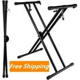 thumbnail image 1 of 7 Position Height Adjustable Piano Keyboard Stand with Locking Straps Anti-Slip Design, Heavy Duty Double-Brace X Folding Electronic Piano Stands, One-Hand Control, 1 of 8