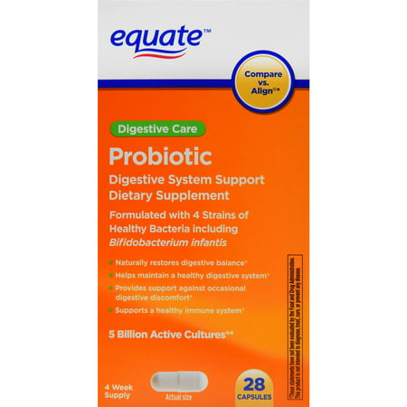 equate probiotique Système digestif support capsules, 28 count
