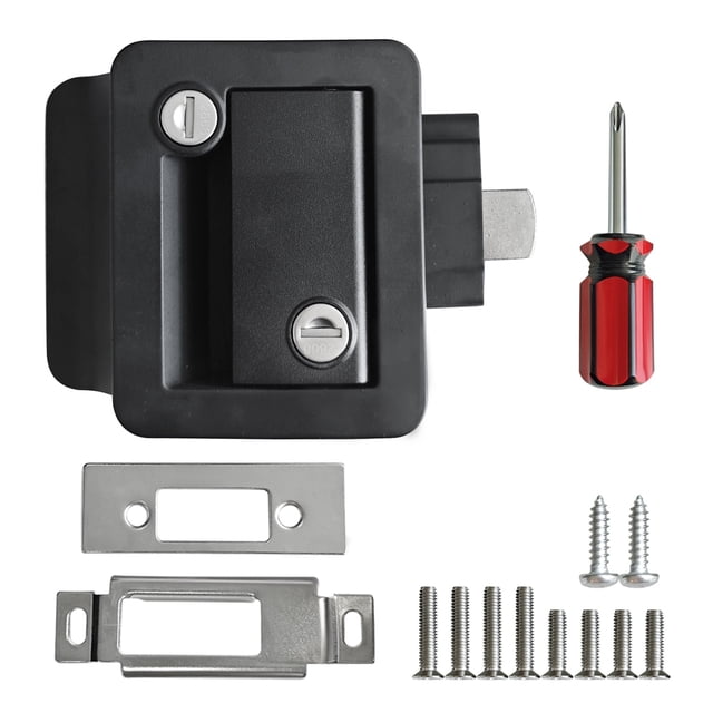 RV Trailer Camper Entry Door Lock RV Door Lock Replacement Double Open Door With Deadbolt Computer Key Door Handle 2 Keys Blac ,Effortless Installation