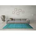 thumbnail image 3 of Ahgly Company Machine Washable Indoor Rectangle Oriental Turquoise Blue Industrial Area Rugs, 8' x 10', 3 of 4