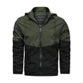 thumbnail image 2 of Xysaqa Mens Windbreaker Bomber Jacket Long Sleeve Hooded Jackets Casual Fall Spring Flight Jacket Drawstring Hoodies for Men Waterproof Outdoor Coat L-3X, 2 of 6
