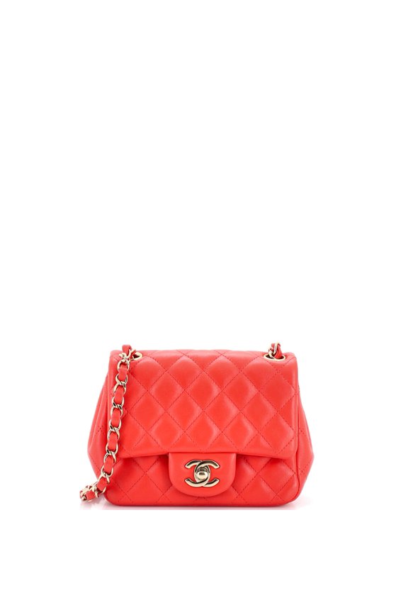 Pre-Owned Square Classic Single Flap Bag Quilted Lambskin Mini By Rebag