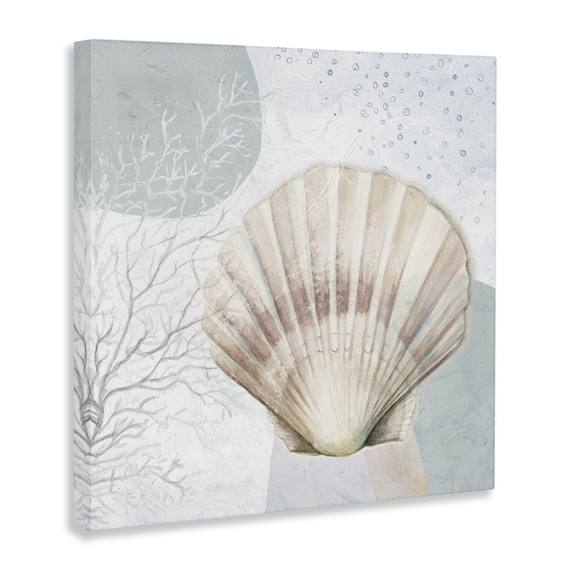 Stupell Industries Seashell Circle Pattern Coastal Painting Gallery Wrapped Canvas Art Print Wall Art, 17 x 17
