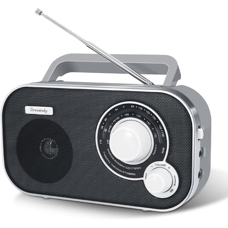 Portable Radio Plug in Wall or Battery Operated for Home & Outdoor, Strong Reception, Large Dial Easy to Use, Transistor Antenna, Headphone Jack, Small Gifts for Seniors Elderly