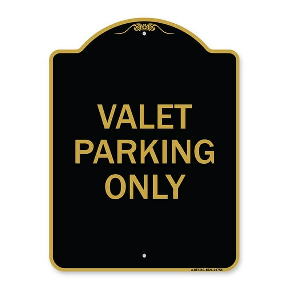 SignMission A-DES-BG-1824-22758 18 x 24 in. Designer Series Sign - Valet Parking Only, Black & Gold