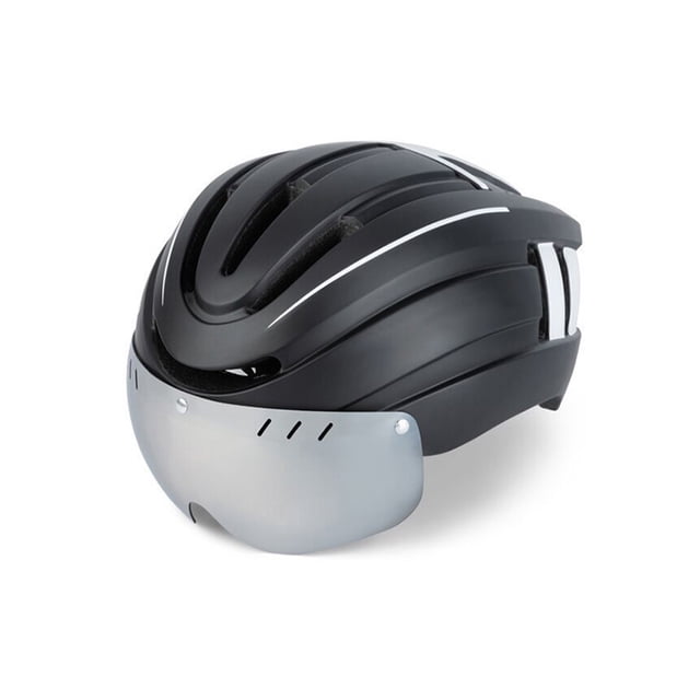 Seitruly Casco de bicicleta ajustable IPX5 USB gafas de bicicleta de montaña deportes de seguridad 20lm protección de ciclismo con luz de advertencia Teléfono y Comunicación Blanco negro