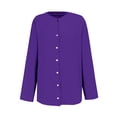 thumbnail image 6 of TRUBKH Womens Button Down Shirt High Low Tops Summer Blouse Boyfriend Shirts for Women Women's Casual Tops Casual Summer Tops Womens Oversized T Shirts Button-down Front Purple M, 6 of 6