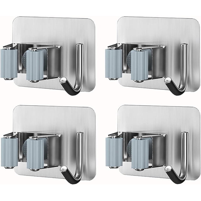 Solution de Rangement Imbattable : Durabilité Premium Rencontre Style, Porte-Balai en Acier Inoxydable avec Crochets, Parfait pour Toute Pièce, Installation de Perçage de Vis pour une Sécurité Maximale