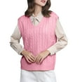 thumbnail image 2 of MESSUEN Sweater Vest Knitted Sweater Cable Knit Sweater Women Sleeveless Tees for Women Sweater Top Tops for Women Summer Womens Summer Top Pink 5XL, 2 of 5