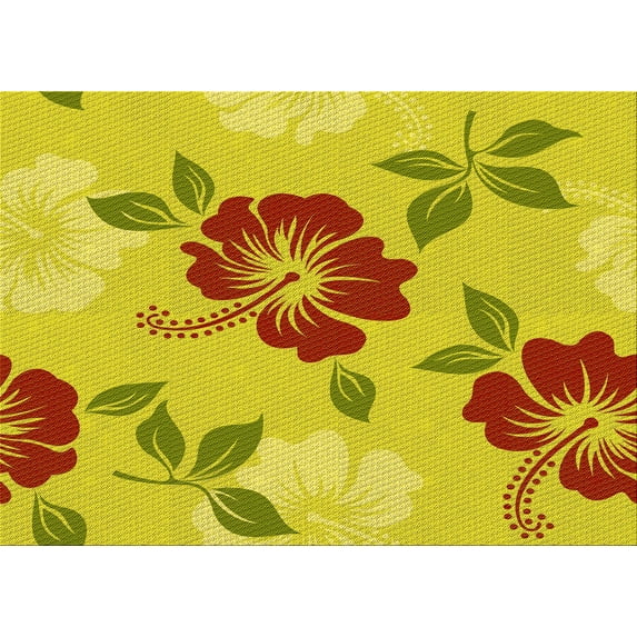Ahgly Company Indoor Rectangle Patterned Canary Yellow Area Rugs, 8' x 10'