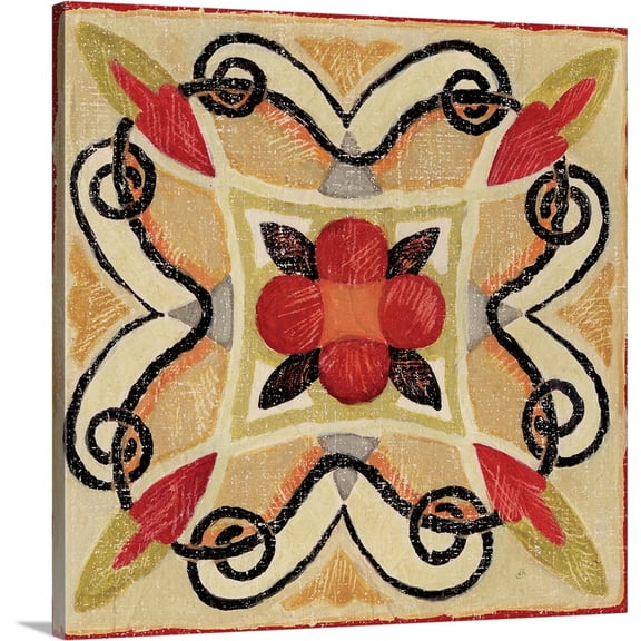 Great BIG Canvas | "Bohemian Rooster Tile Square I" Canvas Wall Art - 20x20