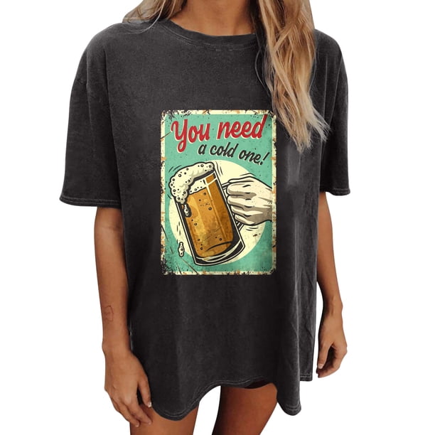 Blusa de manga corta de verano con estampado de Oktoberfest divertido vintage para mujer Pompotops hfajkhk136208