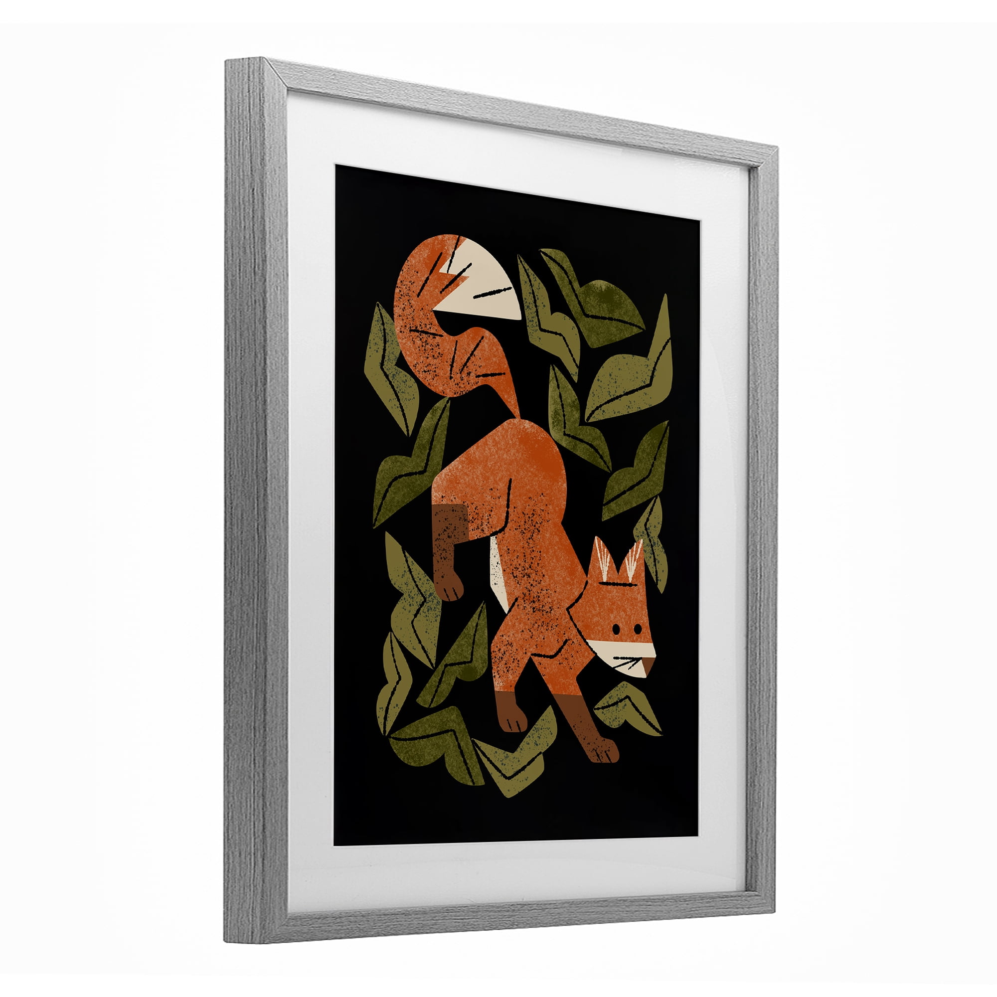 Stupell Industries Fox In The Brush Gray Framed Print Under Glass, design by Renea L. Thull