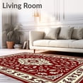 thumbnail image 2 of ODIKA 8'x10' Machine Washable Non-Slip Area Rug, Vintage Paisley Motif with Elaborate Floral Vine Arrangements High Traffic Rug with Pad, Burgundy, 665866, 2 of 8