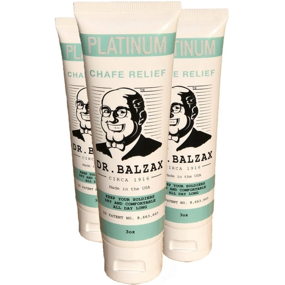 Dr Balzax Platinum; Anti Chafing Cream. Body Hot Spot Chafe Prevention. Trusted Protection - 3 Tubes