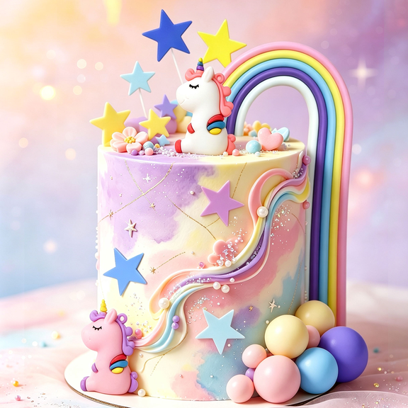 Rainbow Star Cake Decoration Set - 28 Pieces, Perfect for Birthday Parties, Anniversaries, and Weddings