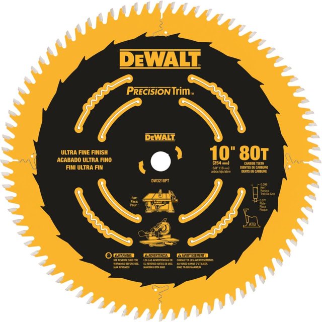 Hoja de sierra DEWALT DW3218PT 80T 25,4 cm ATB de corte transversal