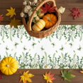 thumbnail image 2 of Table Runner Dresser Scarves 60 Inch Long,Farm Pumpkin Daisy Floral Eucalyptus Leaf Linen Dining Table Runners, 2 of 9