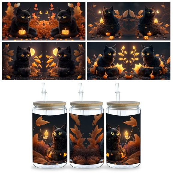 5pcs Cartoon Animals DIY UV DTF Transfer Stickers for Glass Cups, Waterproof Decals, Plastic Self-Adhesive Labels for Bottles and Cups Decoration