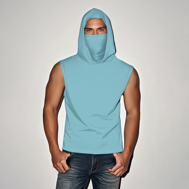 mfyjkho Tops Para Mujer, Camiseta Unisex De Verano Informal De Color Liso Sin Mangas Con Capucha Y Protector Solar De Seda Helada Con Mascarilla Tops De Gimnasio Para Mujer Xxxxxl