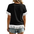 thumbnail image 6 of Hurxie Fringe Tops for Women Short Sleeve Top T Shirt Western Cowgirl Cropped Tee Black,XL, 6 of 8