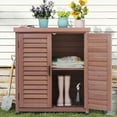 thumbnail image 3 of YEXJ Outdoor Potting Bench with Storage Cabinet and Metal Top, Wood Workstation for Outdoor Patio, Garden (Dark Brown, 31x17x36‘’), 3 of 9