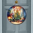 thumbnail image 2 of Merry Christmas Great Dane Santa Hat Xmas Tree Winter Holiday Round Wood Sign Danes Dog Lover Gifts Hanging Wall Home Decor - 01013, 2 of 5