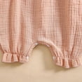 thumbnail image 6 of Beilxfa Baby Girl Clothes Outfits Infant Summer Bowknot Ruffle Sleeveless Jumpsuit Cotton Linen Newborn One-Piece Rompers with Headband, 6 of 8