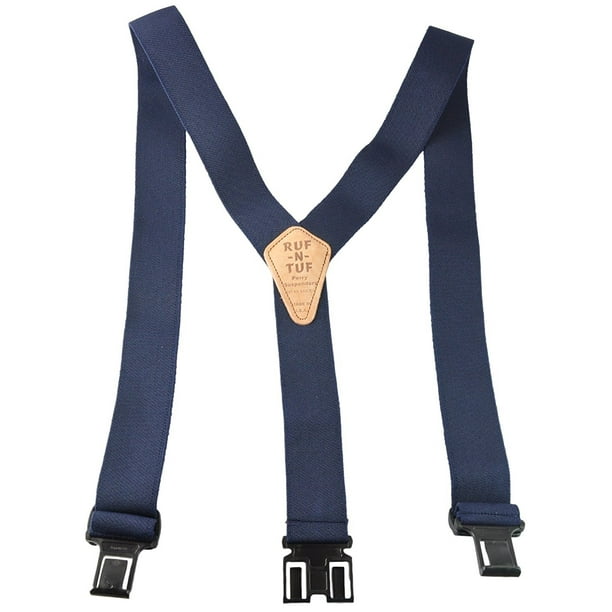 Perry Suspenders Mens Elastic RufNTuf Hook End Suspenders Navy, Regular