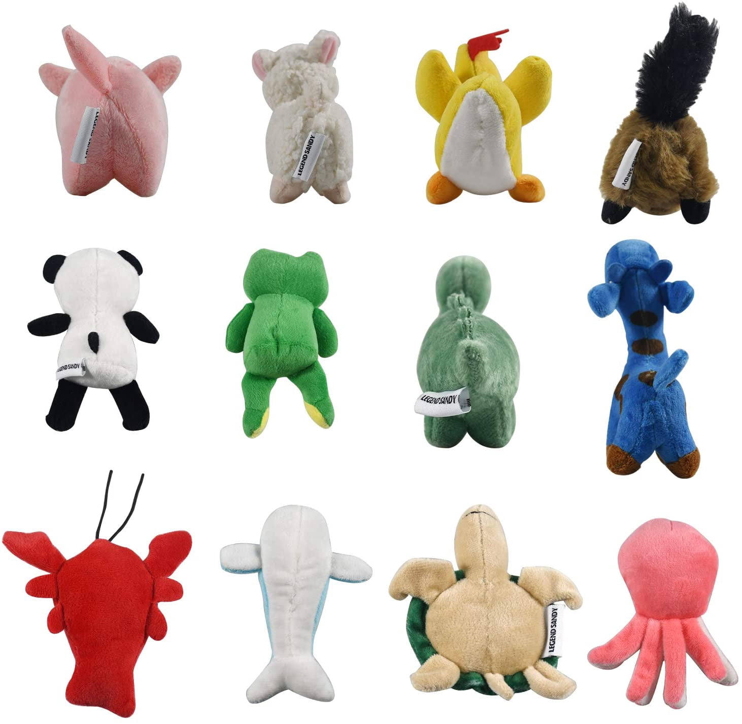 LEGEND SANDY Squeaky Plush Dog Toy Pack for Puppy, Small Stuffed Puppy Chew Toys 12 Dog Toys Bulk with Squeakers, Cute Soft Pet Toy for Small Medium Size Dogs