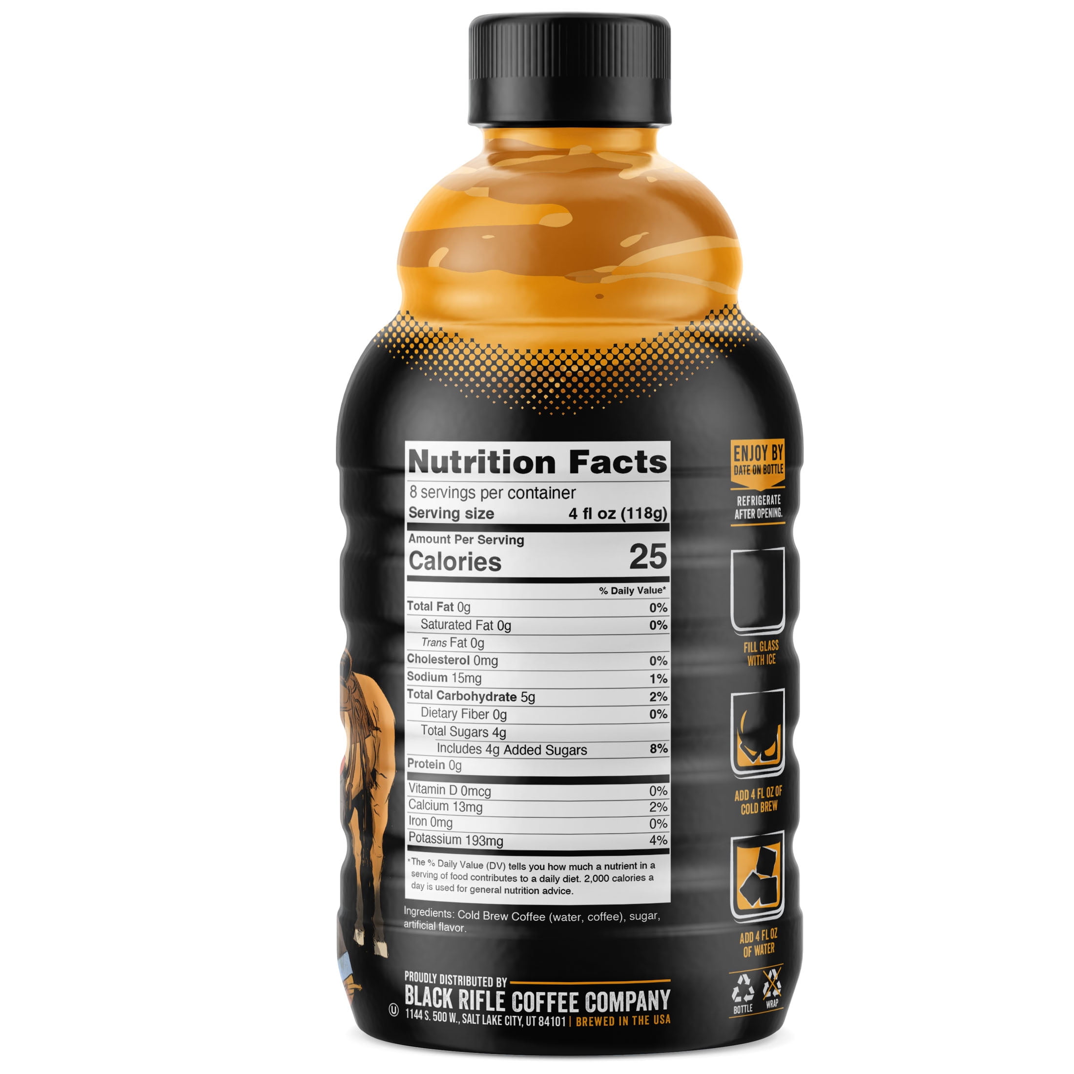 Black Rifle Coffee Company Salty Caramel Cold Brew Iced Flavored Coffee Concentrate Drink for Instant Energy, 32 oz