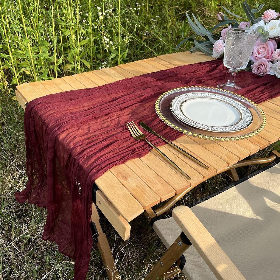 Cheesecloth Table Runner, 10FT Table Runner 35 X 120 Inches Gauze Table