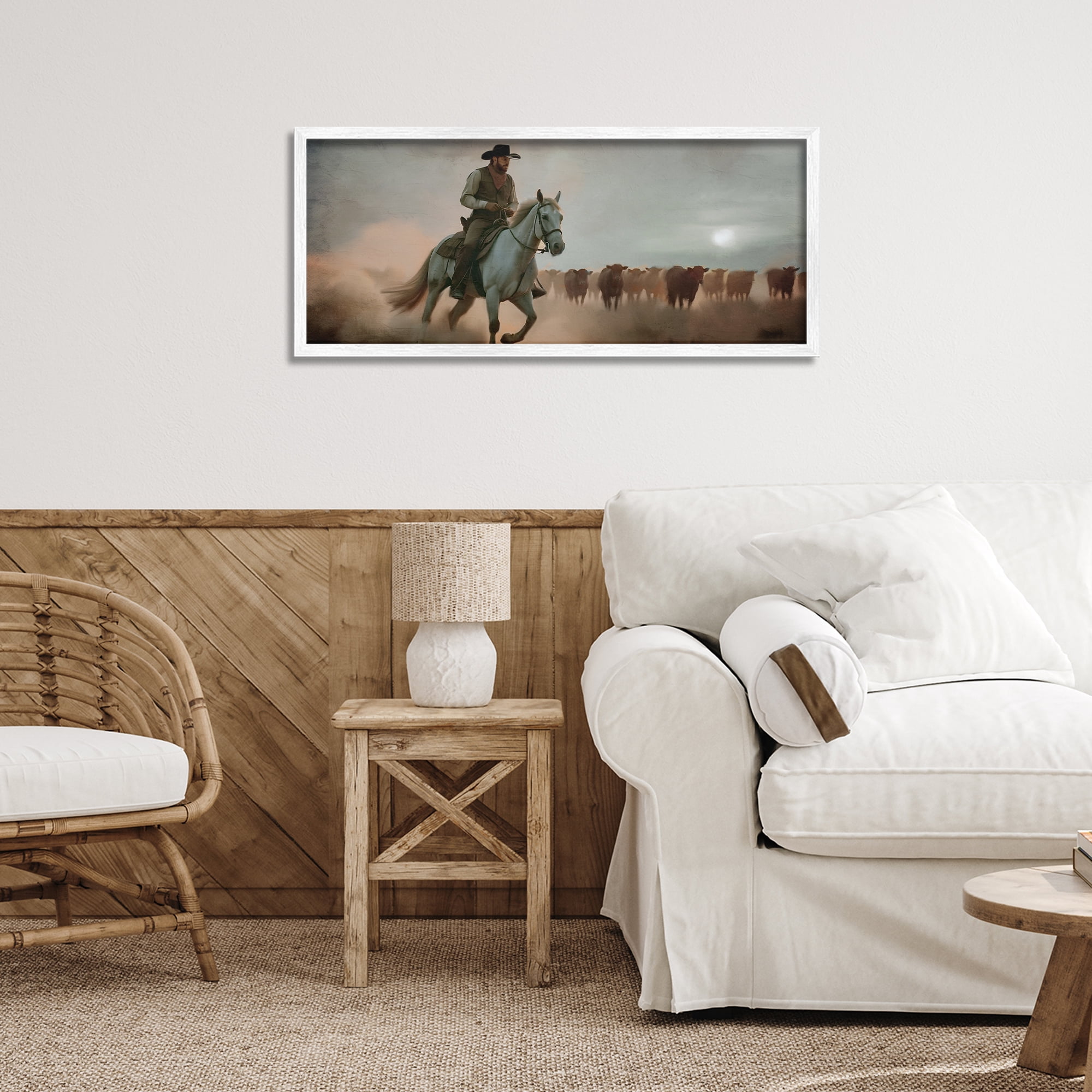 Stupell Industries Home Bound Cowboy White Framed Giclee Art, design by Kim Allen