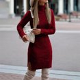 thumbnail image 1 of Vestidos de punto cálidos para mujer, cuello alto, Delgado, lana sólida, Mini vestidos básicos de manga larga para mujer, moda de otoño e invierno, 1 of 4