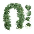 thumbnail image 2 of Artificial Eucalyptus Garland with Willow Leaves Fake Eucalyptuss Vines Table Greenery Garland Green Eucalyptuss Leaf Plants Wreath Vines for Indoor Outdoor Wedding Party Home Table Decor, 2 of 6