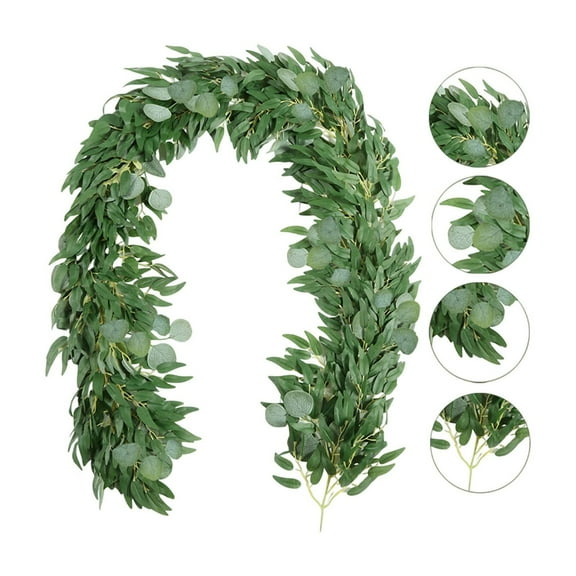 LanSuare 6.5FT Christmas Eucalyptus Garland, Artificial Fake Hanging Plant with Willows Leaf Ivy Garland, Faux Greenery Garland for Indoor Outdoor, Wedding, Arch, Birthday Party, Garden Decor