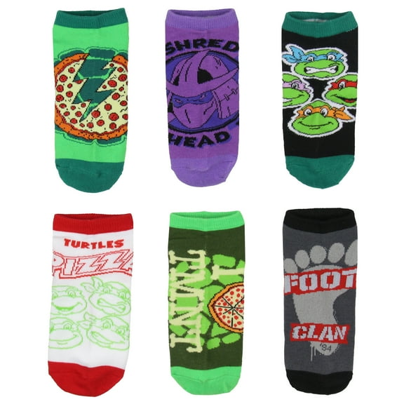 Teenage Mutant Ninja Turtles Socks Adult TMNT Themed Designs Mix And Match No Show Ankle Socks 6 Pairs