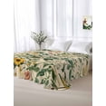 thumbnail image 5 of Green Botanical Twim XL Size Flat Sheet, Wrinkleproof & Fadeproof Cooling Flat Bed Sheet Only, Vintage Plant Flowers Garden Leaf Motifs Breathable Soft Bedding Top Sheets 66 x 102 Inches, 5 of 8