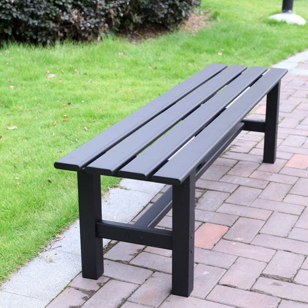 TECSPACE Aluminum Outdoor Patio Bench Black High Quality Integrated