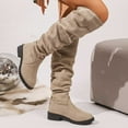 thumbnail image 2 of Gyexs Knee High Boots for Women Winter Heels Slouch Boots Casual Comfort Round Toe Booties Dressy Shoes Z02 Beige Size 7.5, 2 of 9