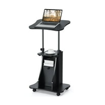Giantex Mobile Sit to Stand Desk, Height Adjustable Standing Desk w/Tilting Desktop & Storage Cabinet, Ergonomic Rolling Laptop Desk, Home Office Computer Workstation on Wheels