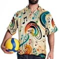 thumbnail image 4 of Note Men's Short Sleeve Poplin Shirt - Casual Printed Button Down Short Summer Beach Shirts Unisex940, 4 of 6