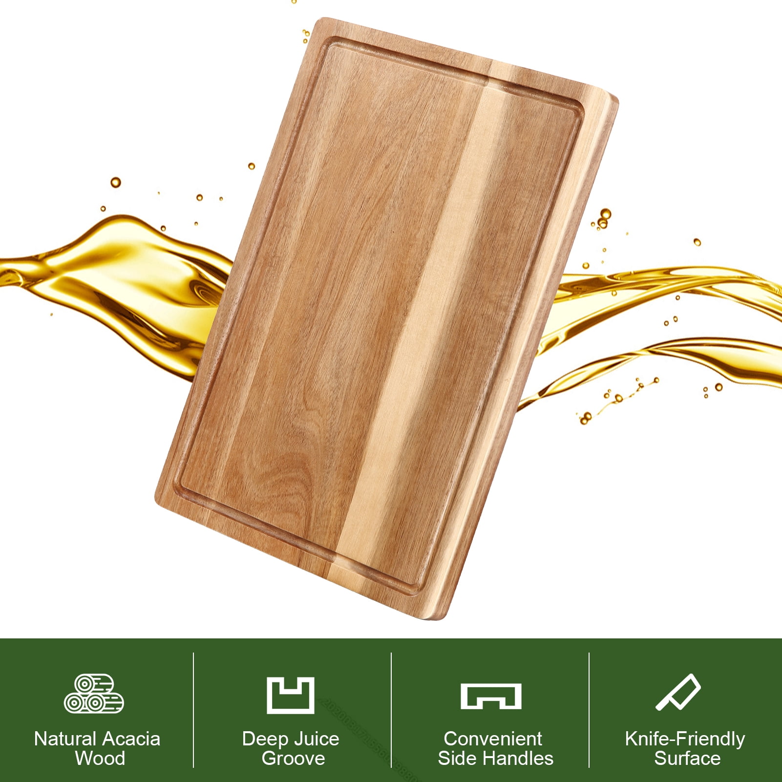 Large Acacia Wood Cutting Boards for Kitchen, 18 x 12 Inch Large Wooden Cutting Board with Juice Groove, Reversible Butcher Block Cutting Board for Meat and Veggies